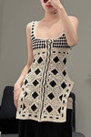 SWAYING/KNIT Embroidered Crochet Vest with Bandeau White/Black SW22SST57